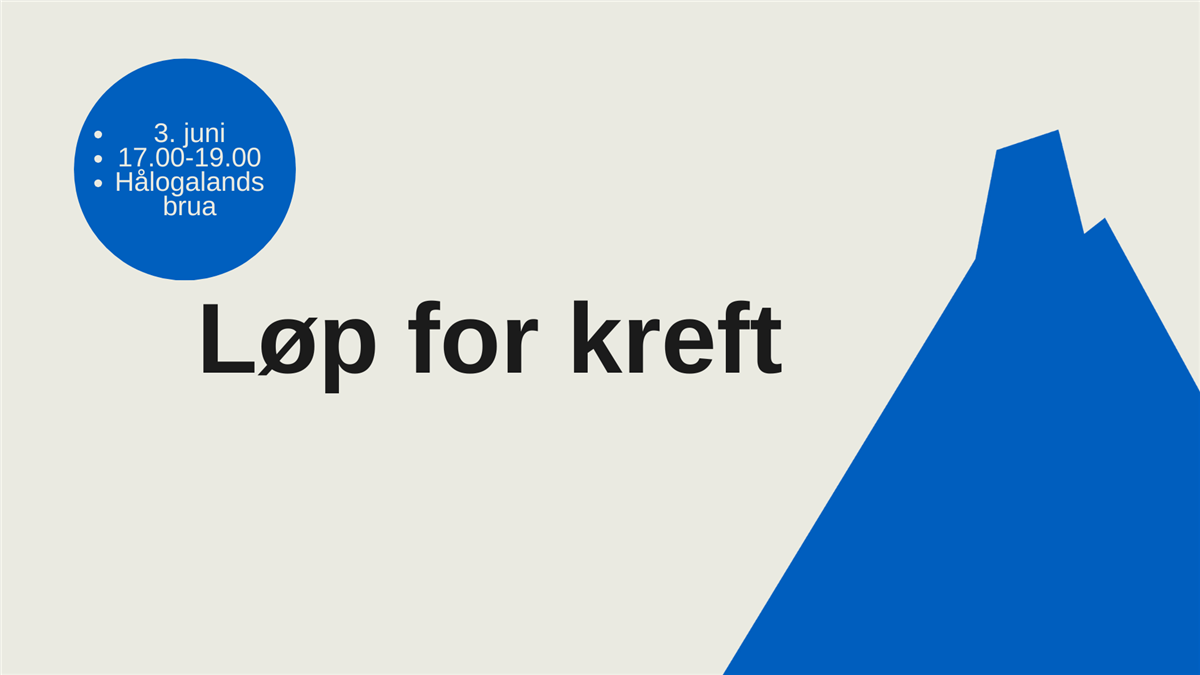 Plakat med teksten løp for kreft, og tid og sted. - Klikk for stort bilde