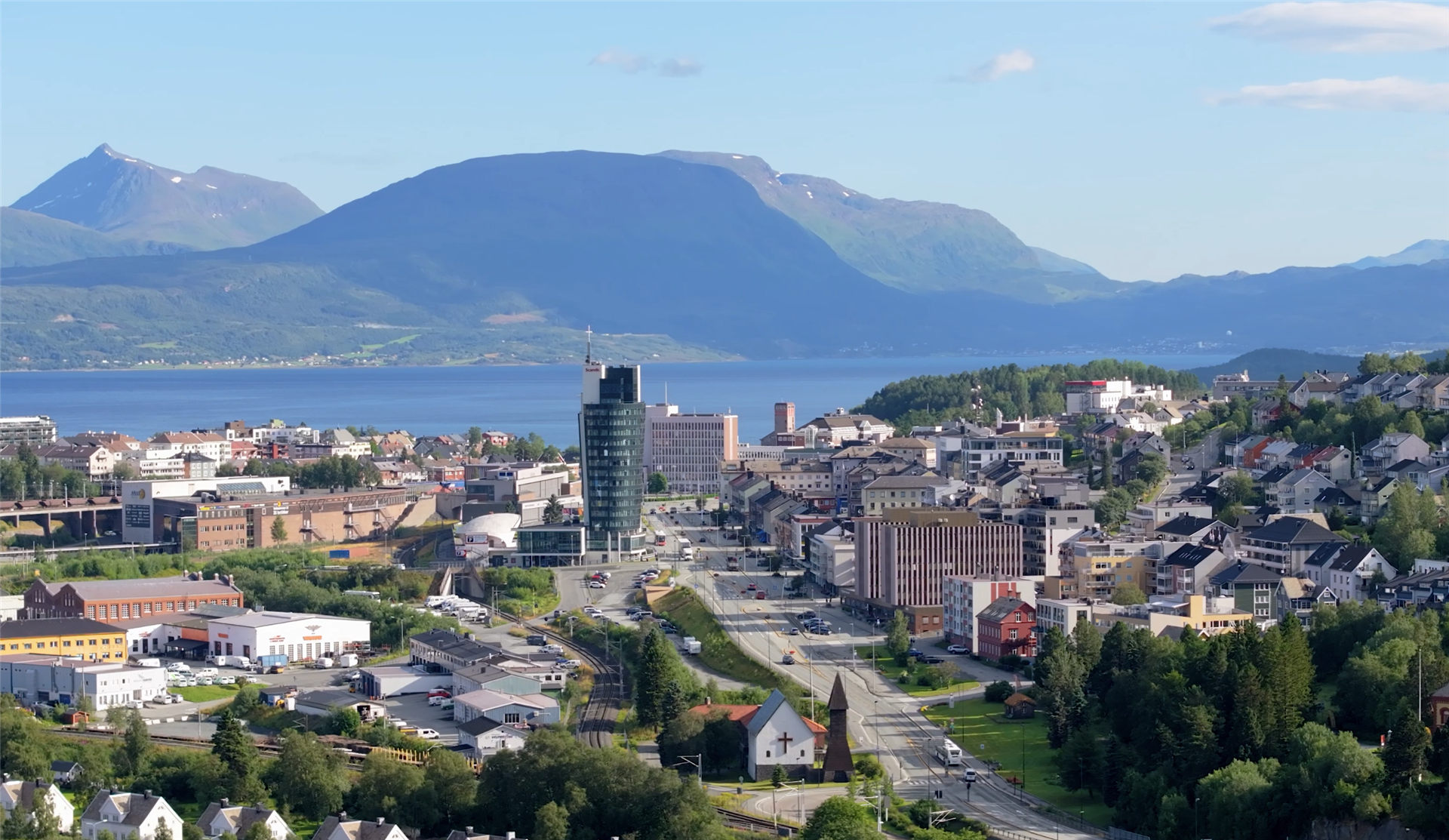 Oversiktsbilde Narvik sentrum.