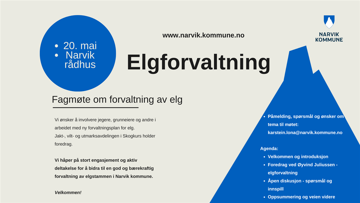 Plakat med agenda, tid og sted for fagmøte om forvaltning av elg. - Klikk for stort bilde